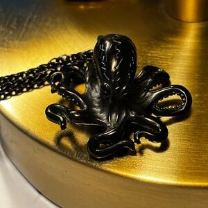 Black Octopus Pendant Necklace
